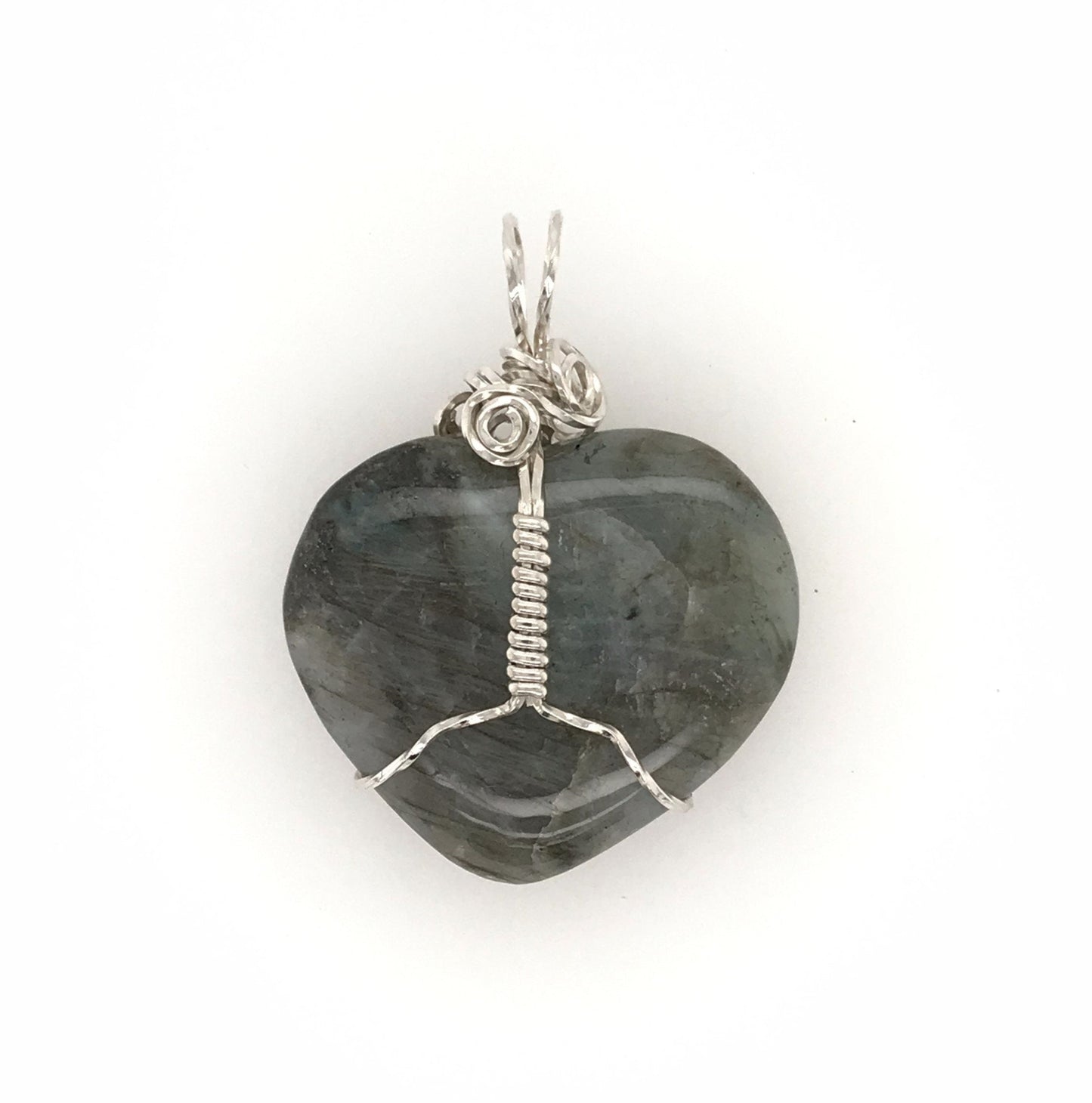 Labradorite and Argentium Silver Heart Pendant ("Labradorite Heart of Stone") - Barb Murrin Jewelry