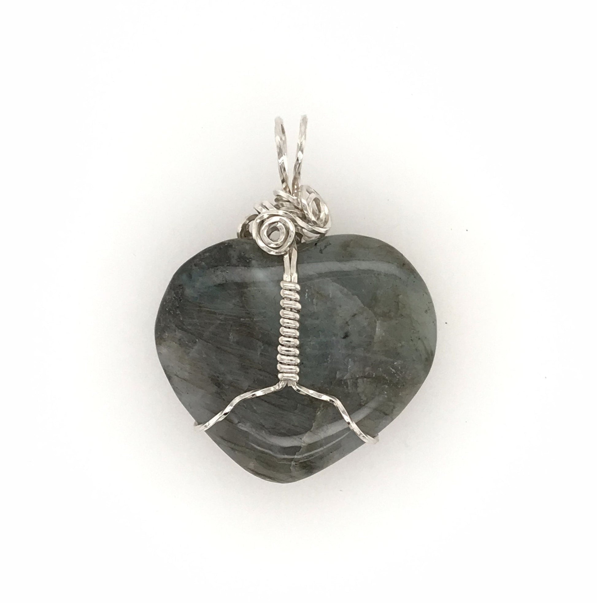 Labradorite and Argentium Silver Heart Pendant ("Labradorite Heart of Stone") - Barb Murrin Jewelry