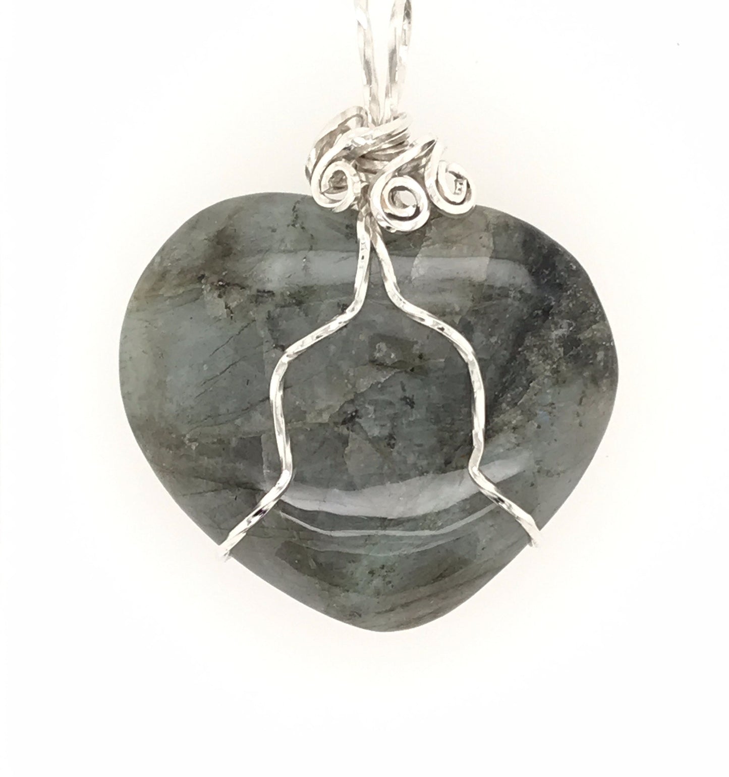 Labradorite and Argentium Silver Heart Pendant ("Labradorite Heart of Stone") - Barb Murrin Jewelry