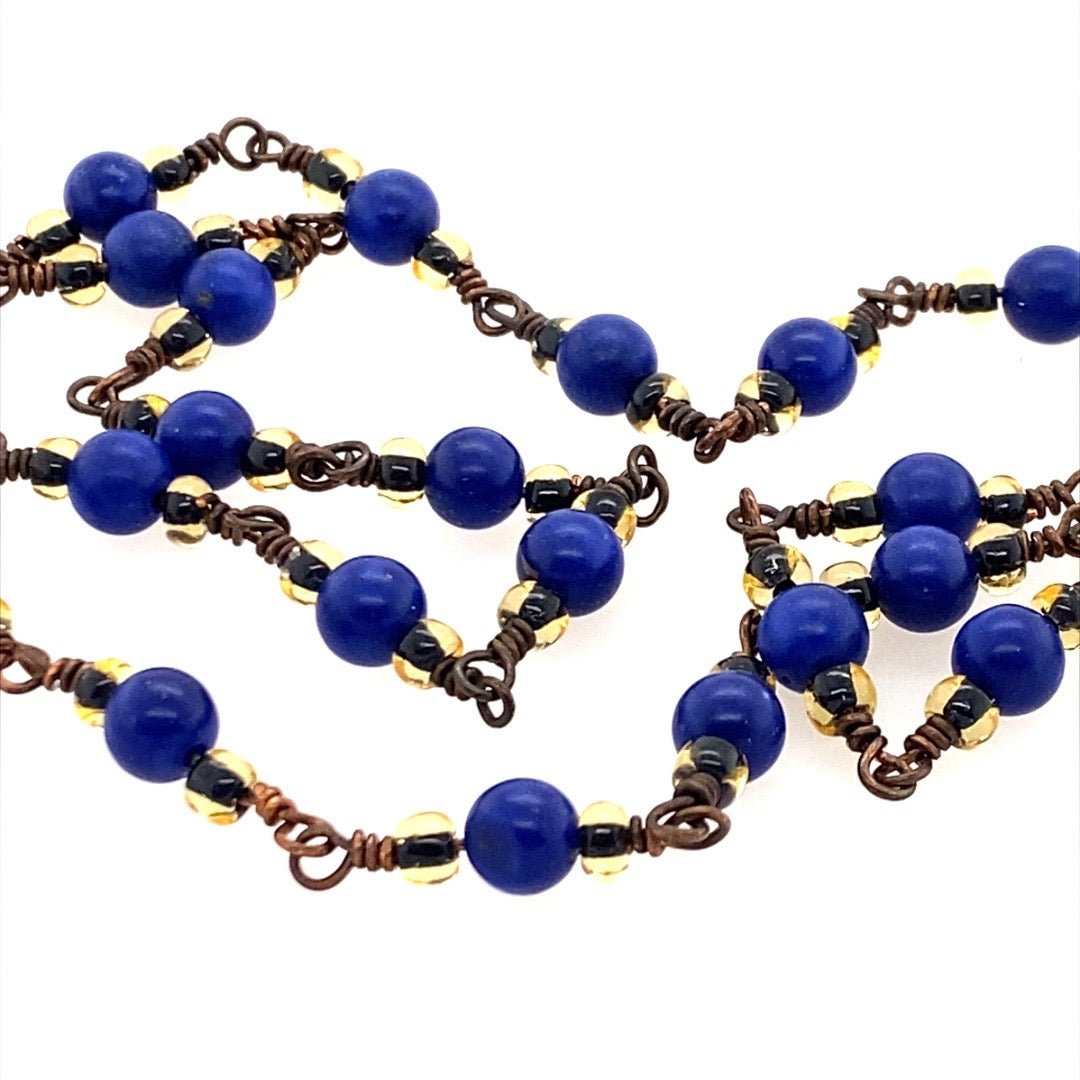 Lapis Lazuli and Bead Necklace and Earrings - Barb Murrin Jewelry