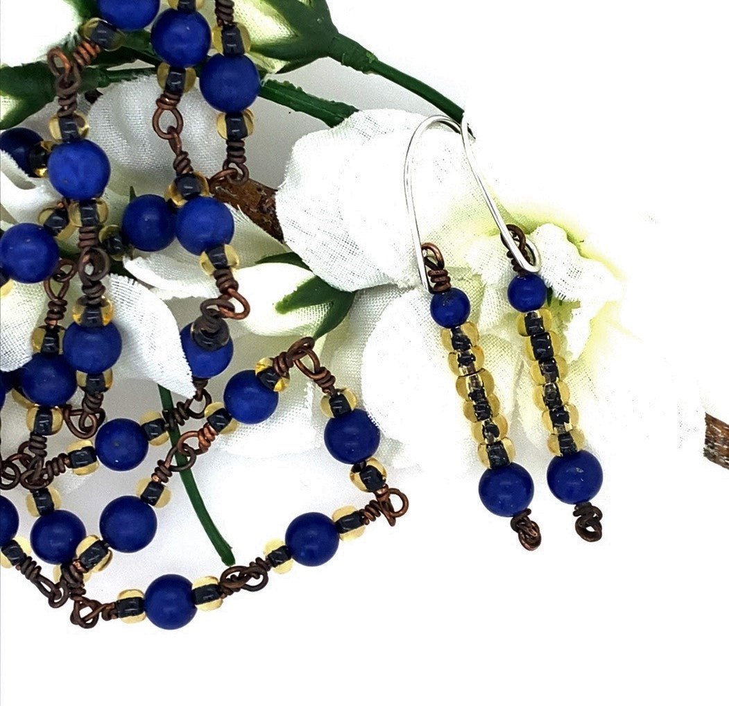 Lapis Lazuli and Bead Necklace and Earrings - Barb Murrin Jewelry