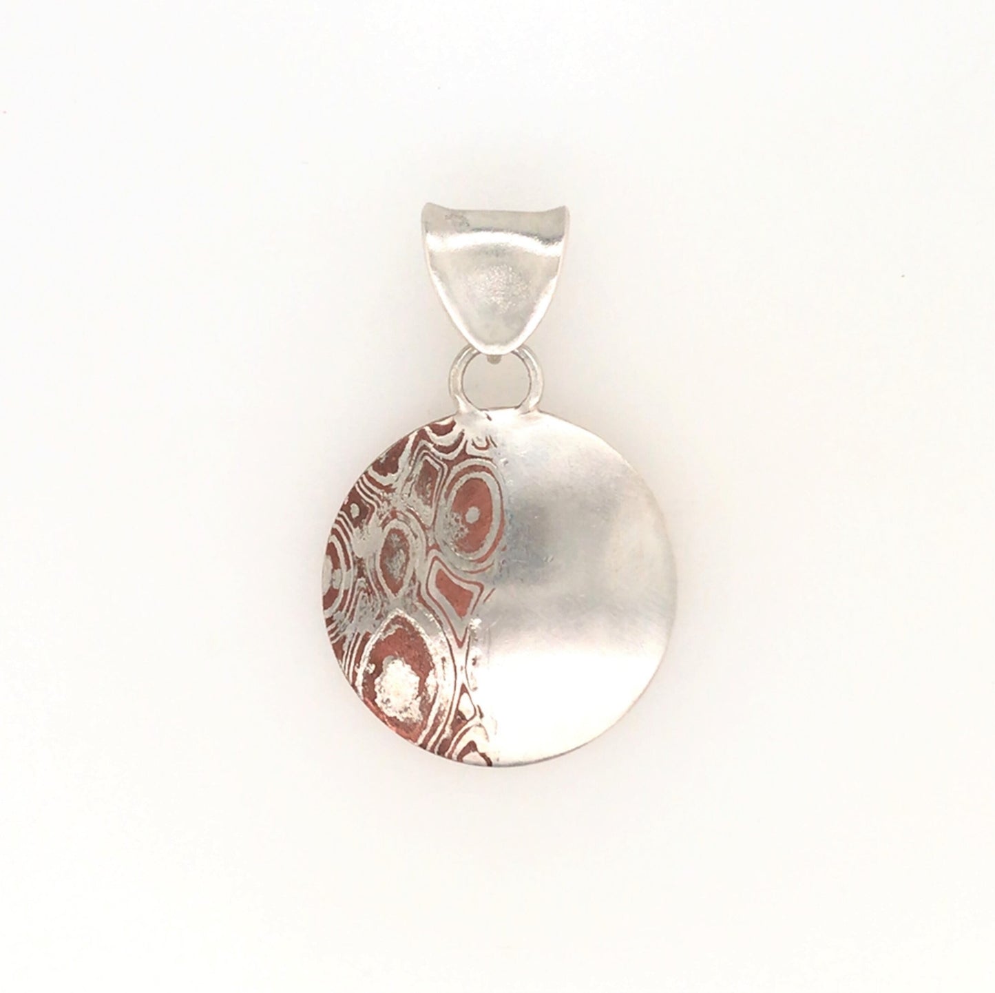 Mokume Gane and Argentium Silver Pendant ("Curvy Half and Half") - Barb Murrin Jewelry