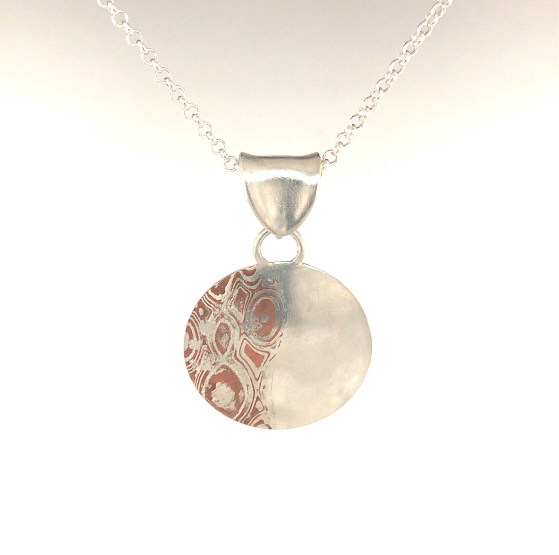 Mokume Gane and Argentium Silver Pendant ("Curvy Half and Half") - Barb Murrin Jewelry