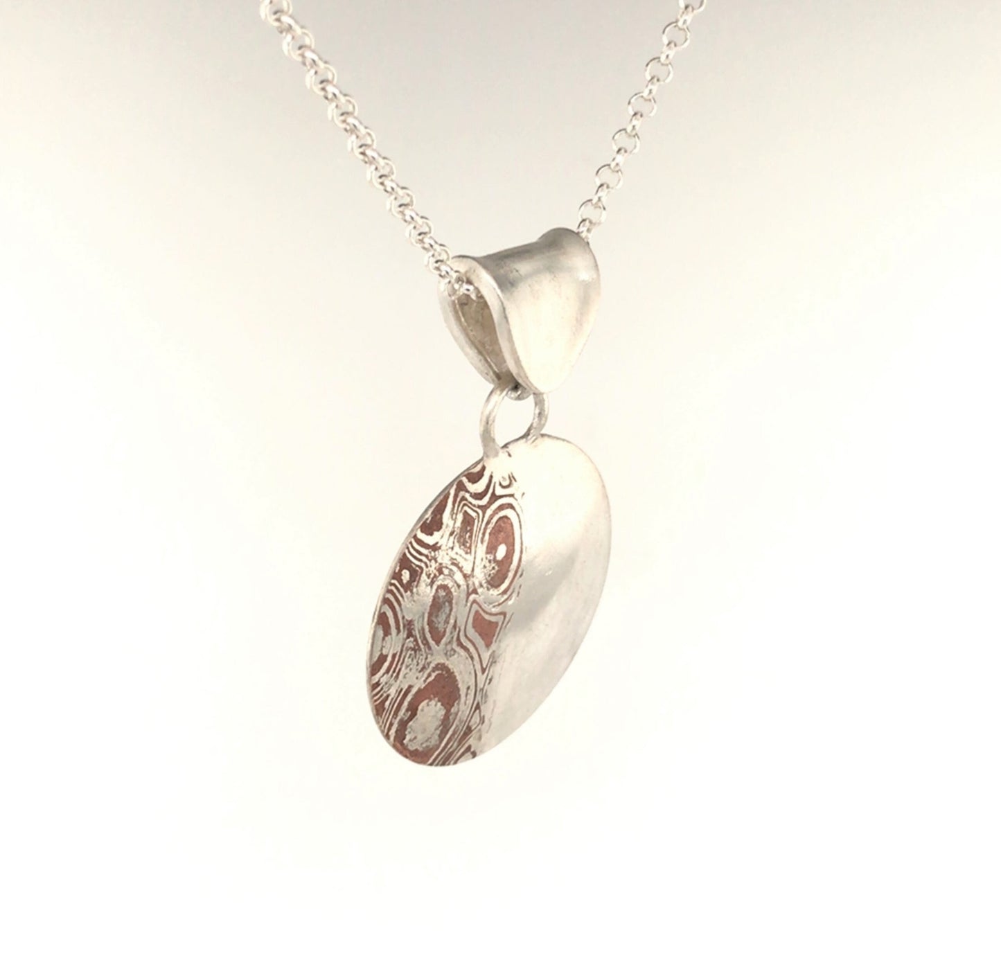 Mokume Gane and Argentium Silver Pendant ("Curvy Half and Half") - Barb Murrin Jewelry