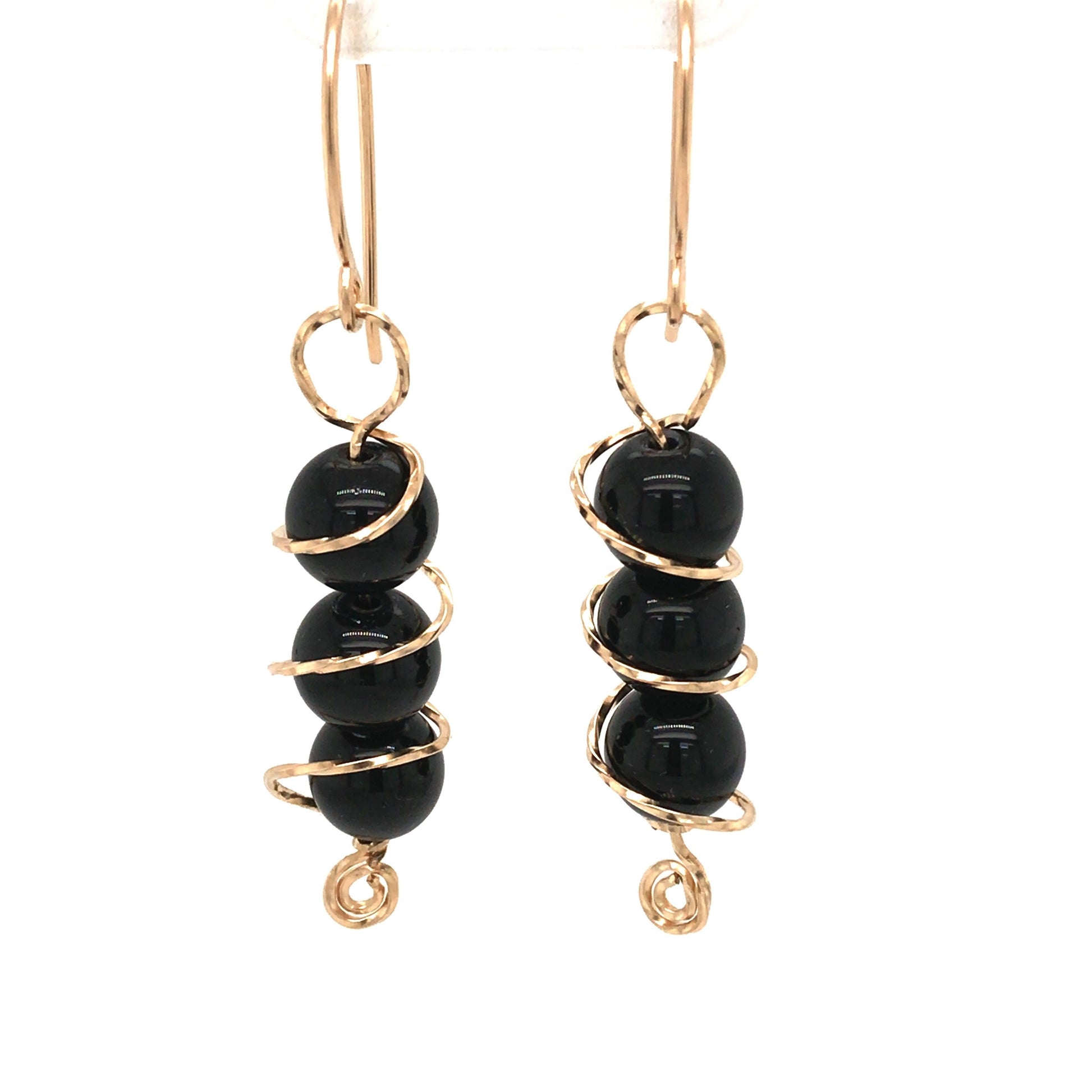 Orbit Earrings - Pearl and Black Jasper - Barb Murrin Jewelry