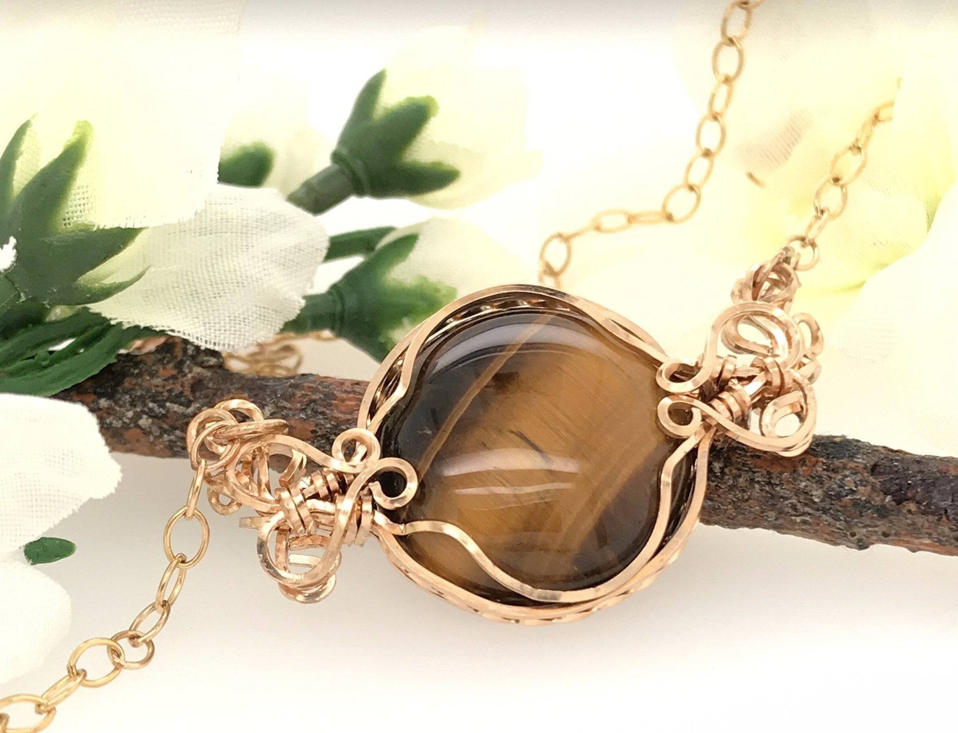 Ornate Tiger's Eye and Gold Necklace - Barb Murrin Jewelry