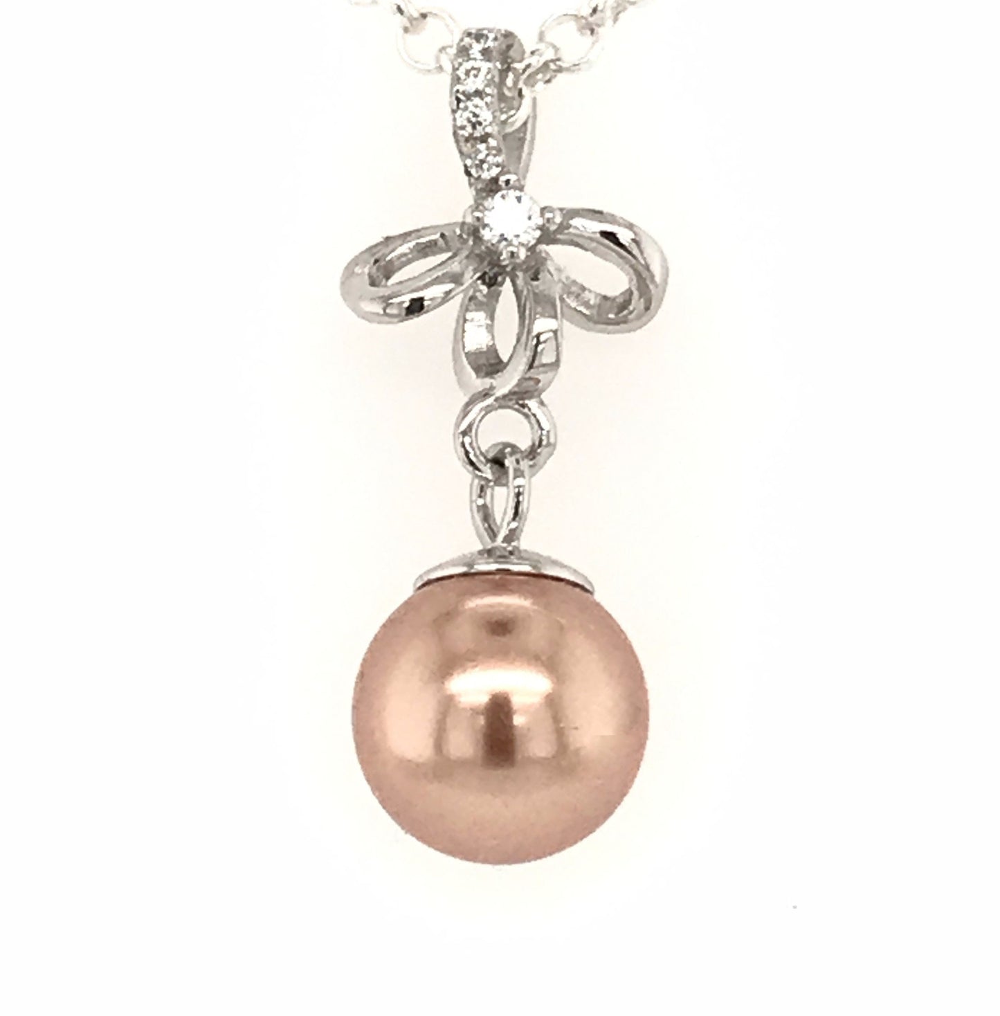 Pearl Pendant with Cubic Zirconia Ribbon Bail - Barb Murrin Jewelry