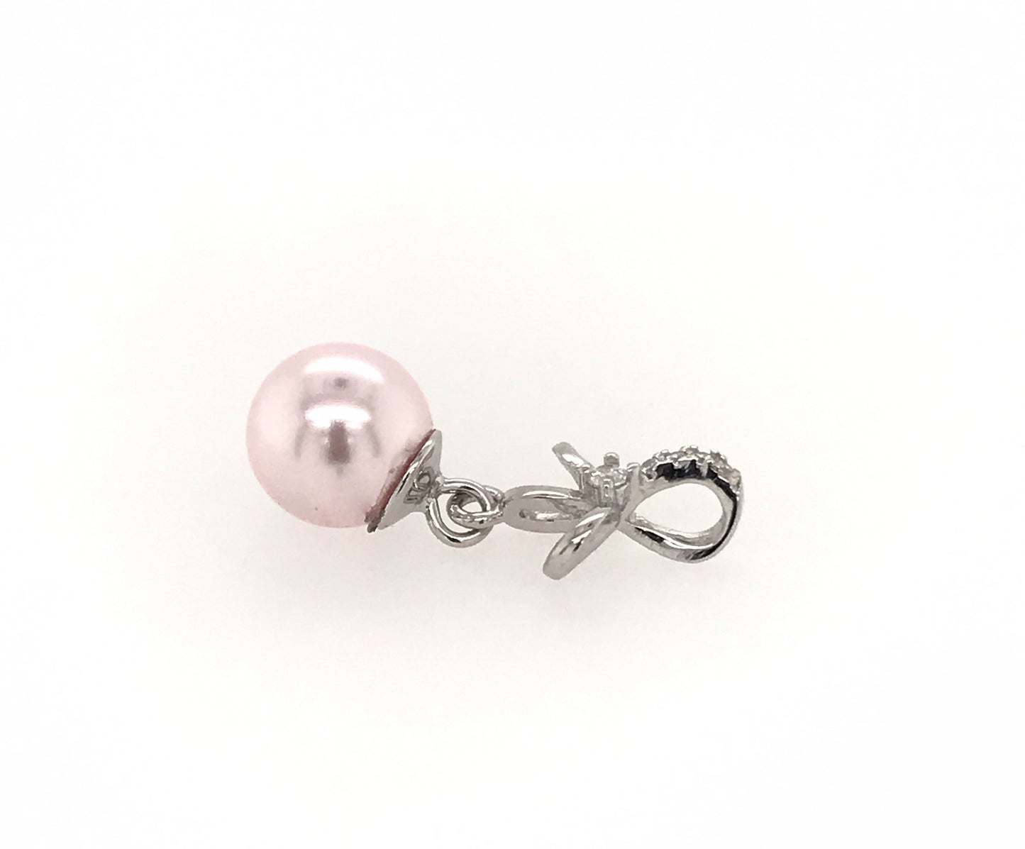 Pearl Pendant with Cubic Zirconia Ribbon Bail - Barb Murrin Jewelry