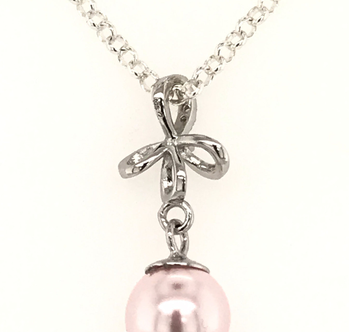 Pearl Pendant with Cubic Zirconia Ribbon Bail - Barb Murrin Jewelry