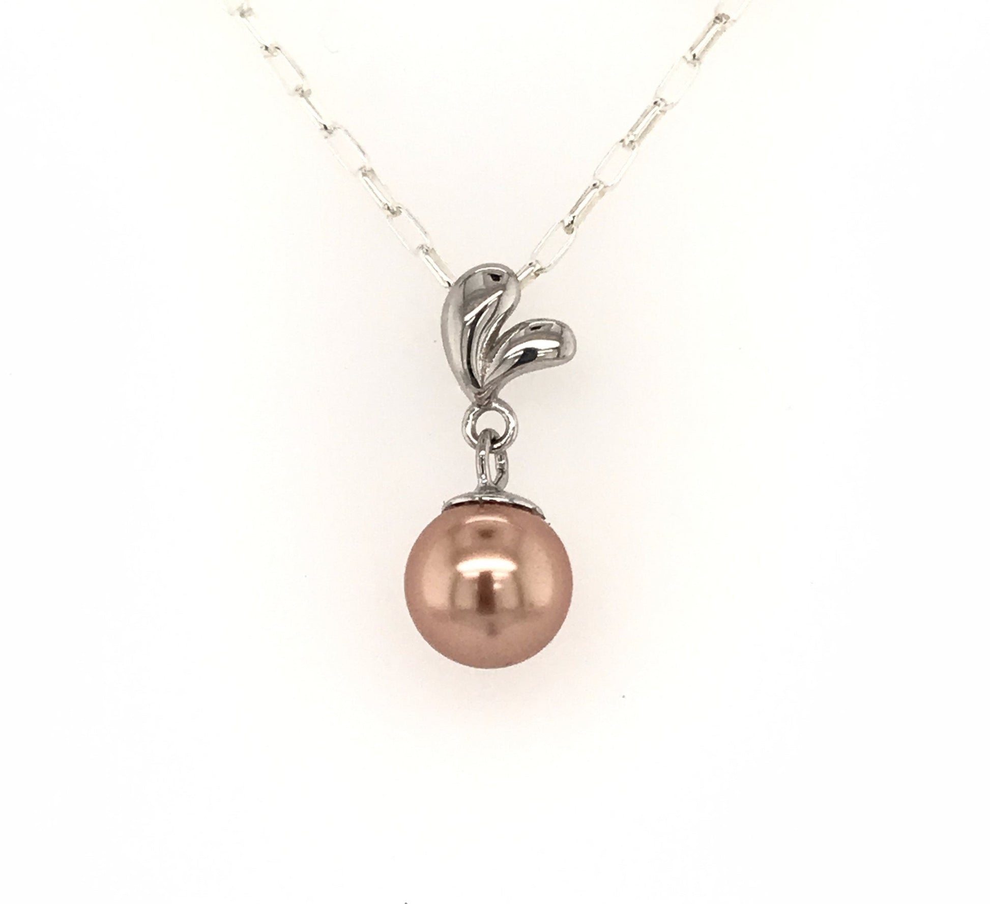 Pearl Pendant with Heart Bail - Barb Murrin Jewelry