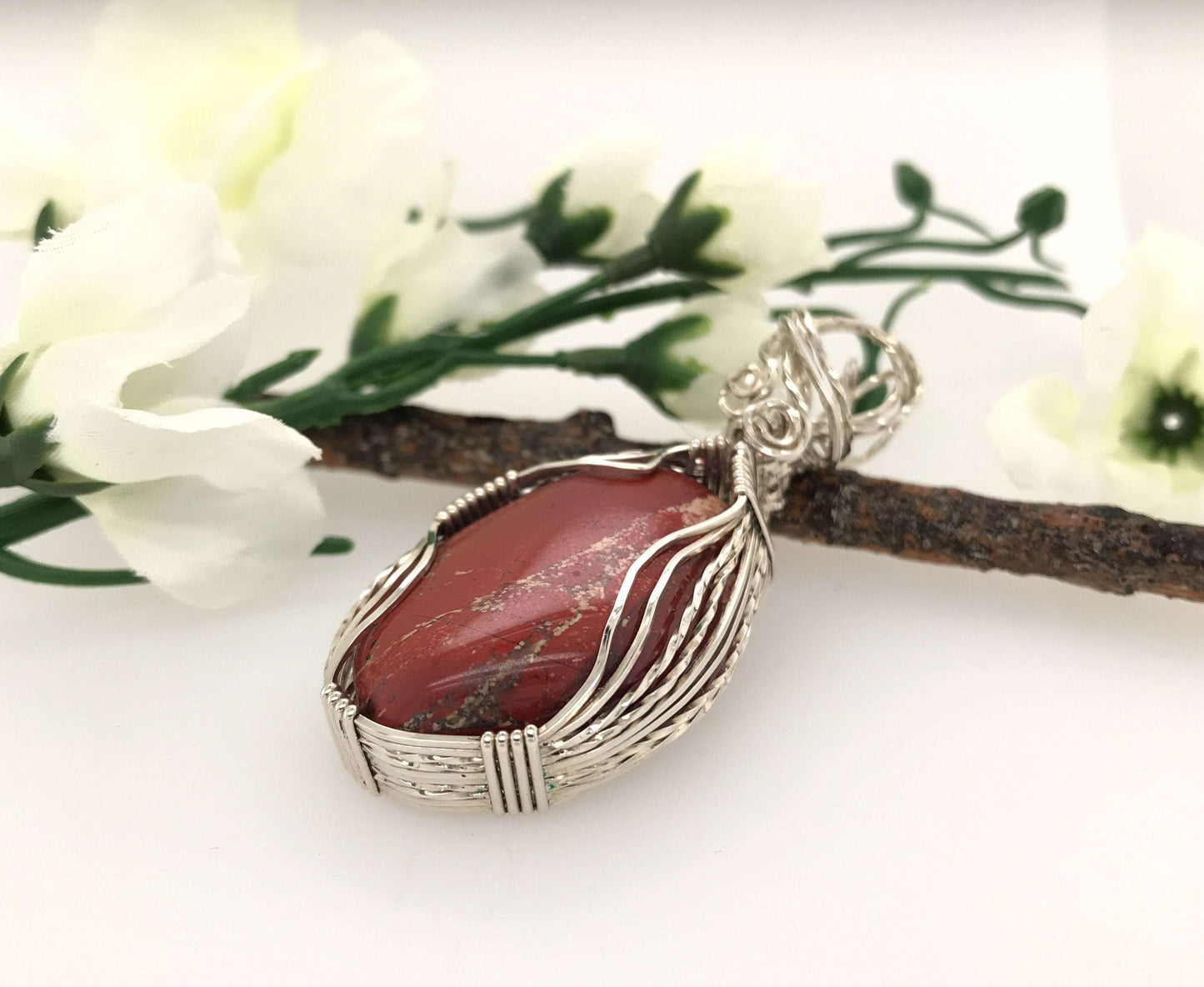 Red Jasper Pendant ("Silver Showoff") - Barb Murrin Jewelry