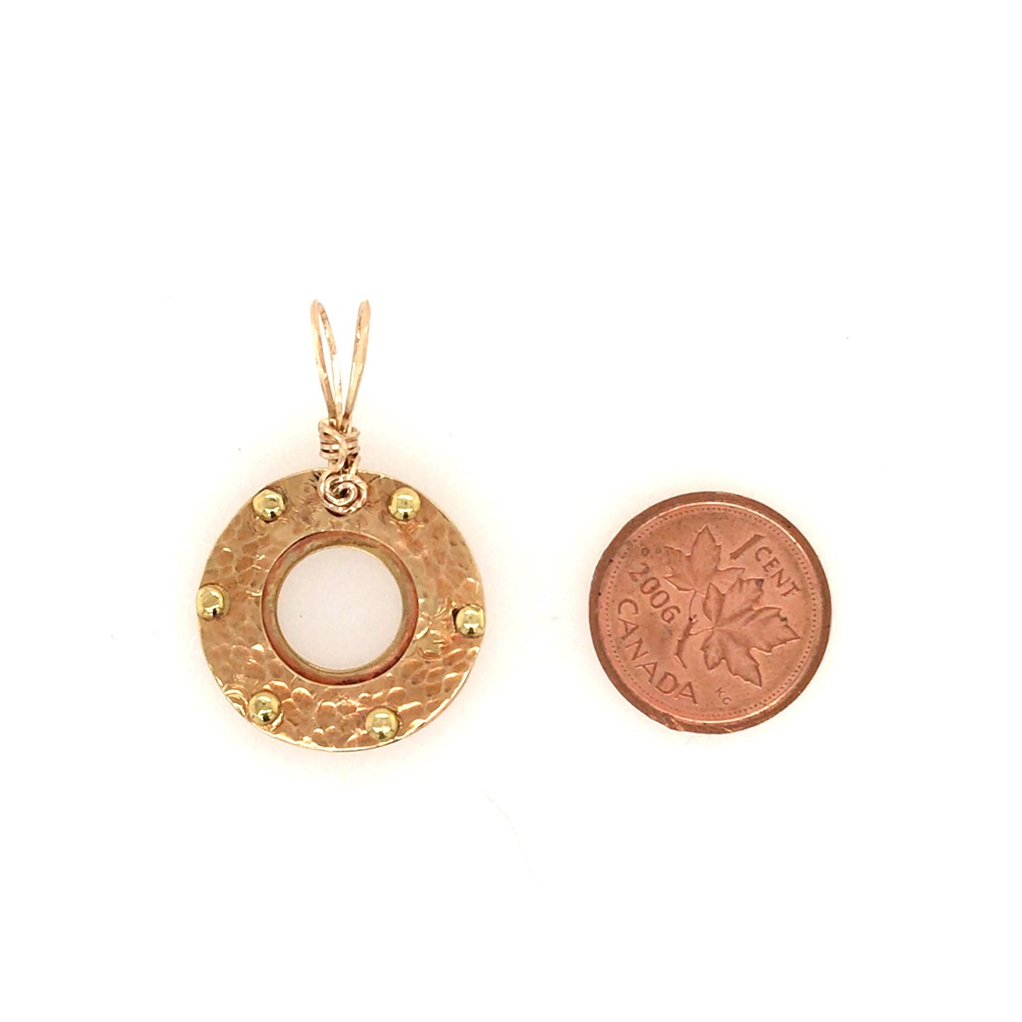 Rivetted Brass Circle Pendant - Barb Murrin Jewelry