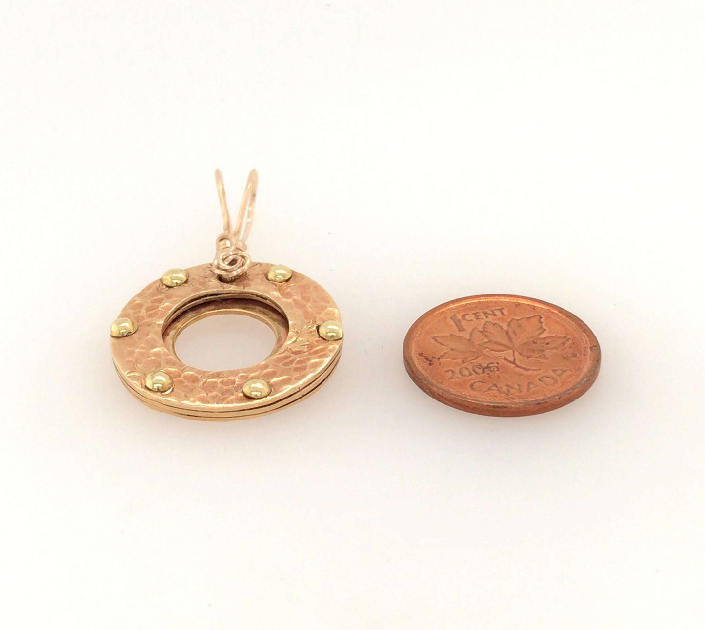 Rivetted Brass Circle Pendant - Barb Murrin Jewelry