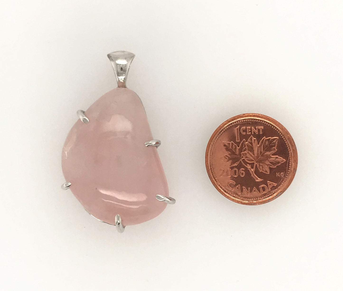 Rose Quartz and Argentium Silver Pendant ("Tickled Pink") - Barb Murrin Jewelry