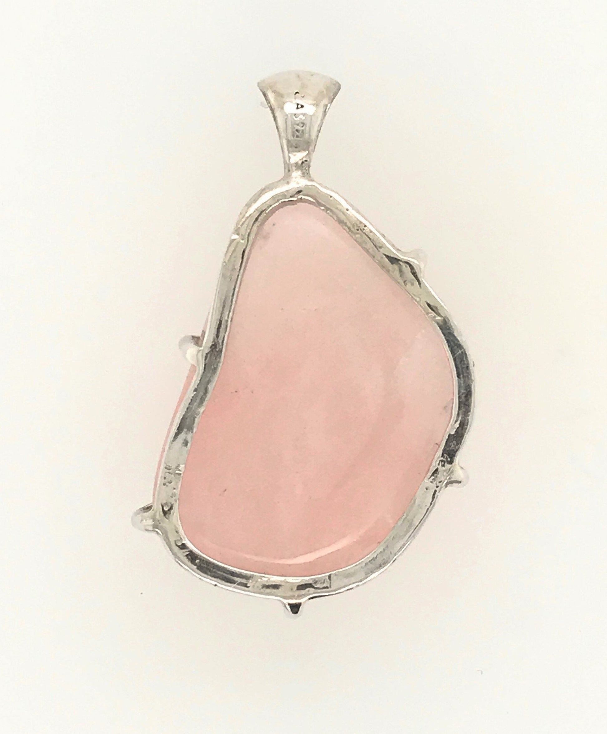 Rose Quartz and Argentium Silver Pendant ("Tickled Pink") - Barb Murrin Jewelry