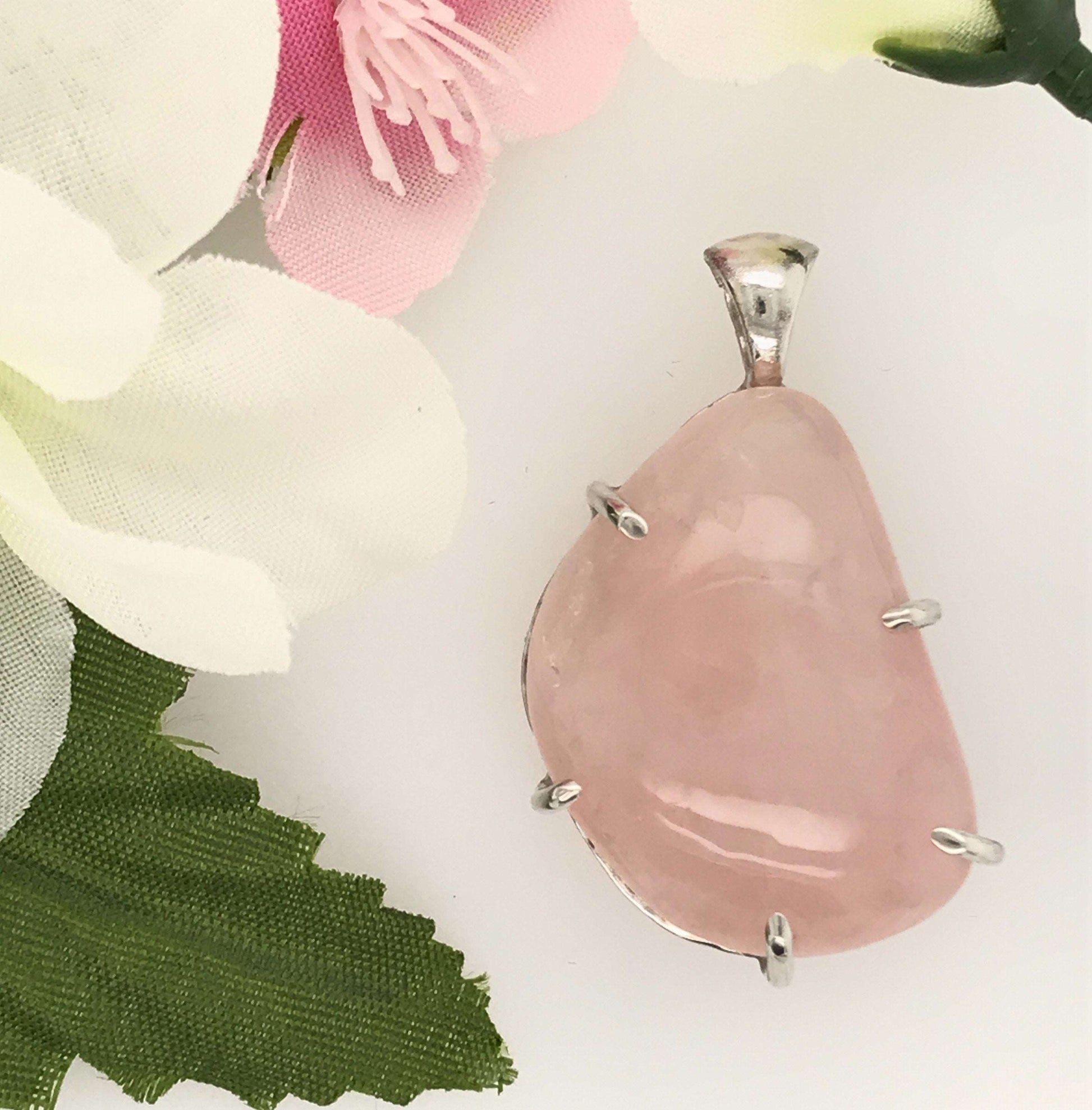 Rose Quartz and Argentium Silver Pendant ("Tickled Pink") - Barb Murrin Jewelry