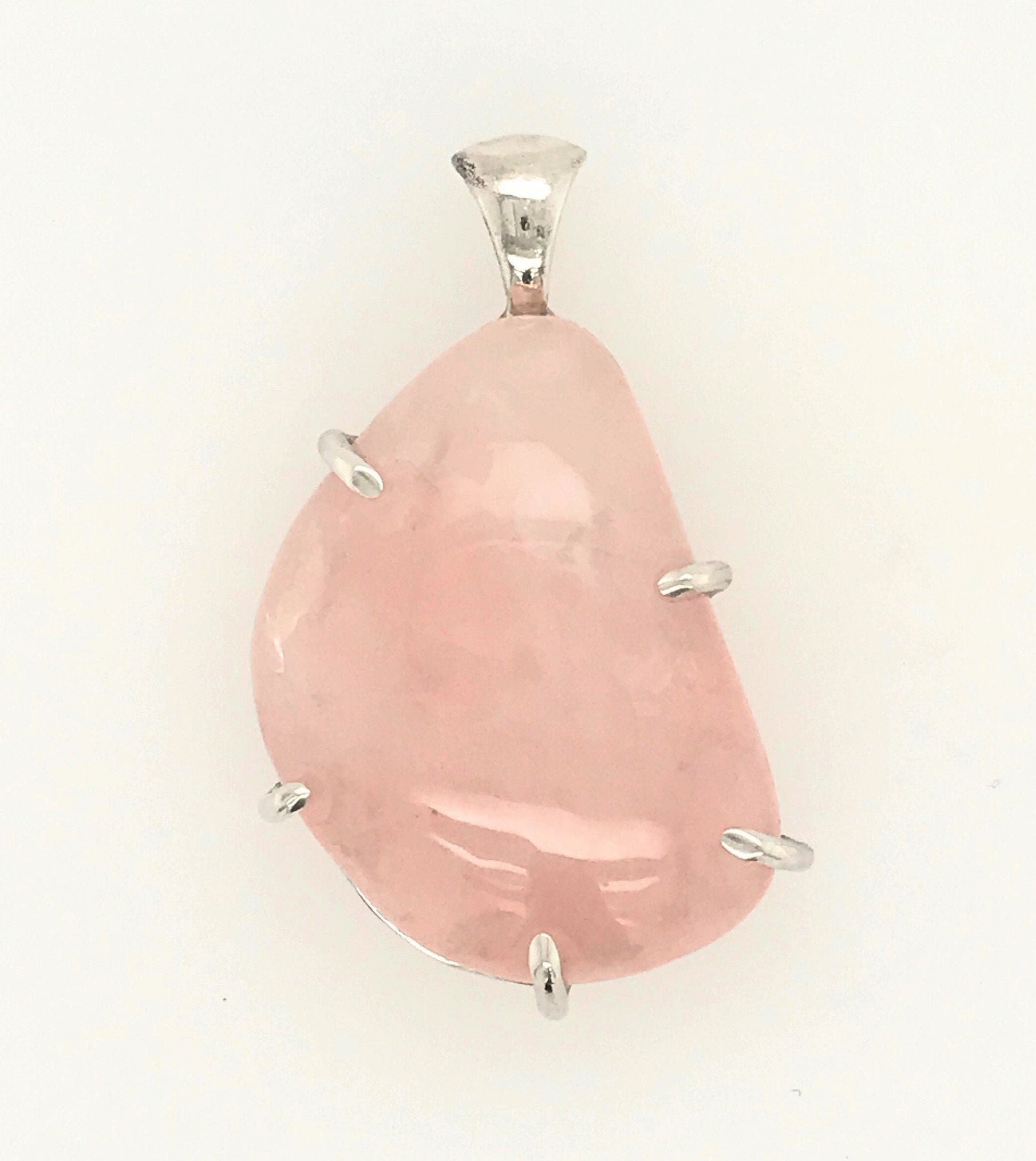 Rose Quartz and Argentium Silver Pendant ("Tickled Pink") - Barb Murrin Jewelry