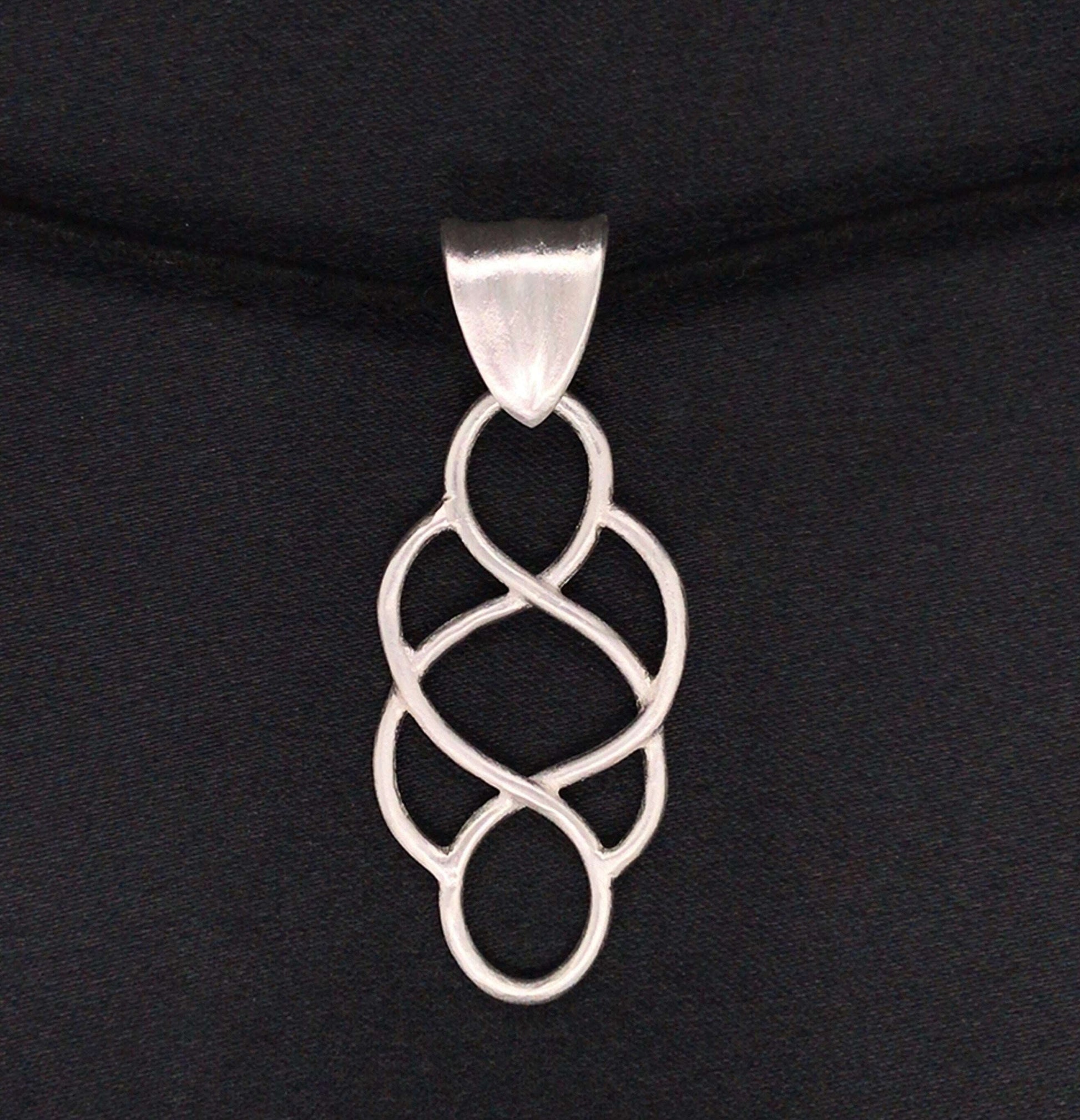 Rustic Argentium Silver Celtic Knot Pendant with Leaf Bail ("Rustic Celtic Knot") - Barb Murrin Jewelry