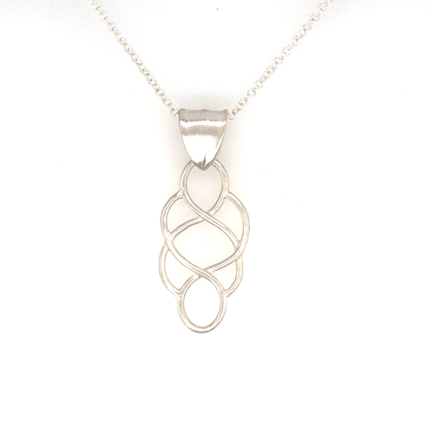 Rustic Argentium Silver Celtic Knot Pendant with Leaf Bail ("Rustic Celtic Knot") - Barb Murrin Jewelry