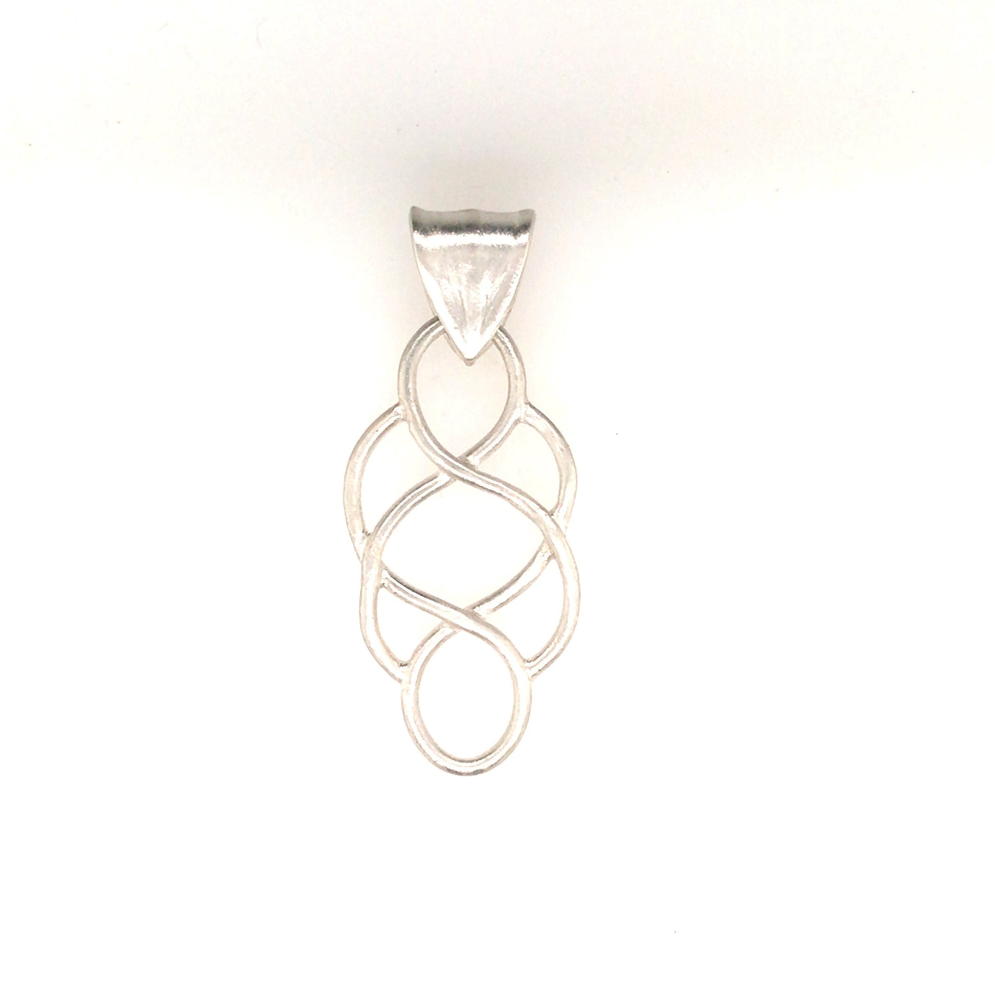 Rustic Argentium Silver Celtic Knot Pendant with Leaf Bail ("Rustic Celtic Knot") - Barb Murrin Jewelry