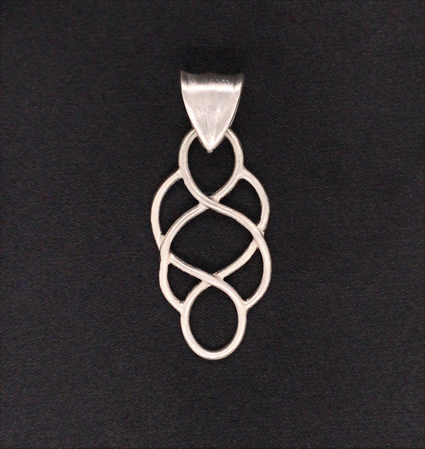 Rustic Argentium Silver Celtic Knot Pendant with Leaf Bail ("Rustic Celtic Knot") - Barb Murrin Jewelry