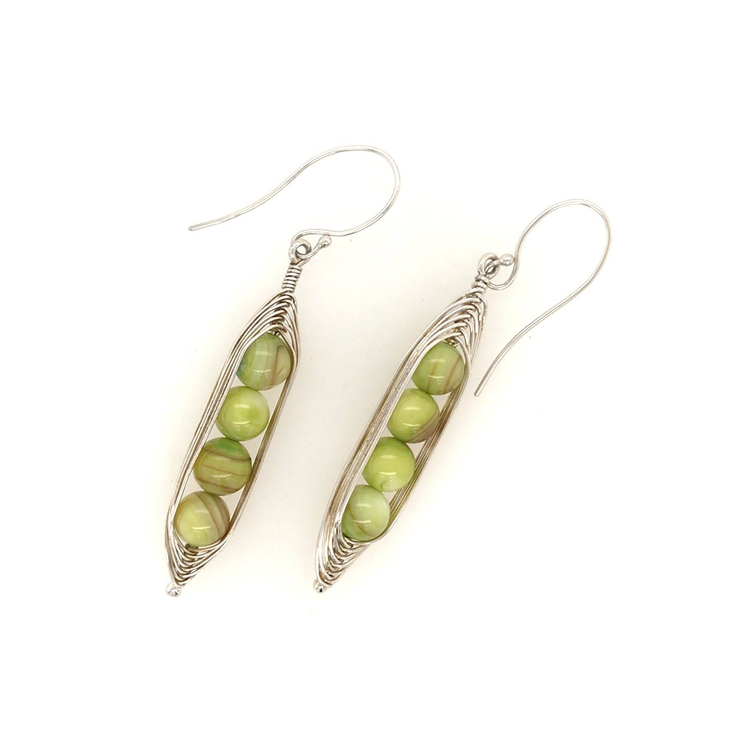 Shell Beads and Argentium Silver "Peapod Earrings" - Barb Murrin Jewelry