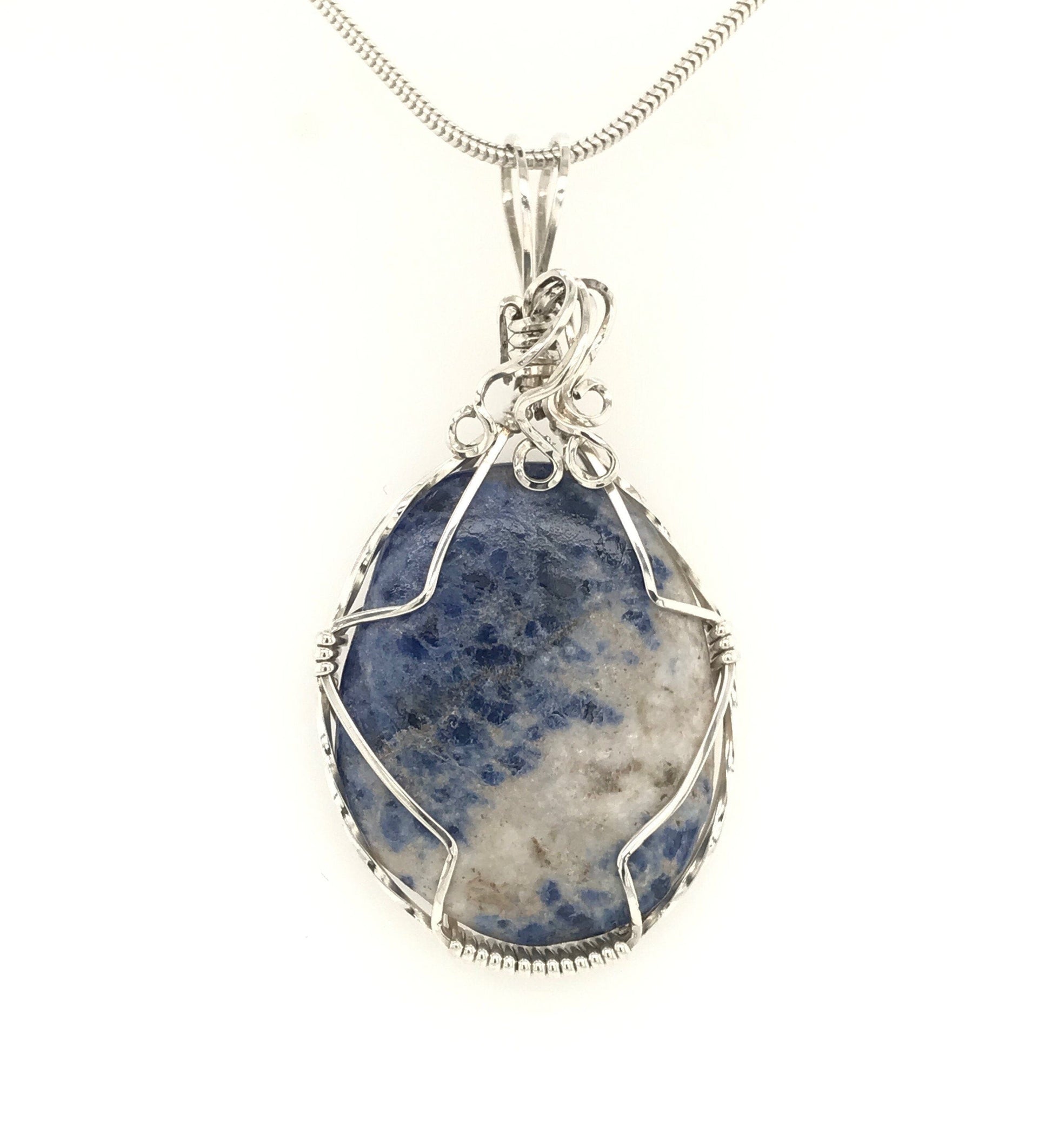 Sodalite and Argentium Silver Pendant ("Milky Way Sodalite Pendant") - Barb Murrin Jewelry