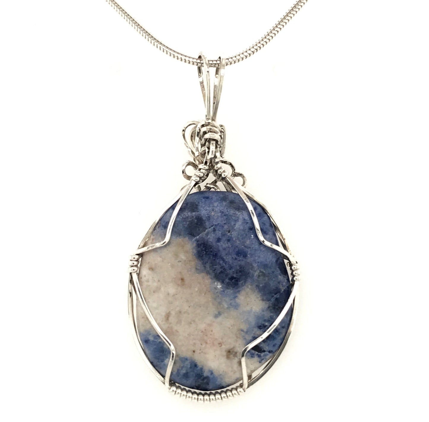 Sodalite and Argentium Silver Pendant ("Milky Way Sodalite Pendant") - Barb Murrin Jewelry