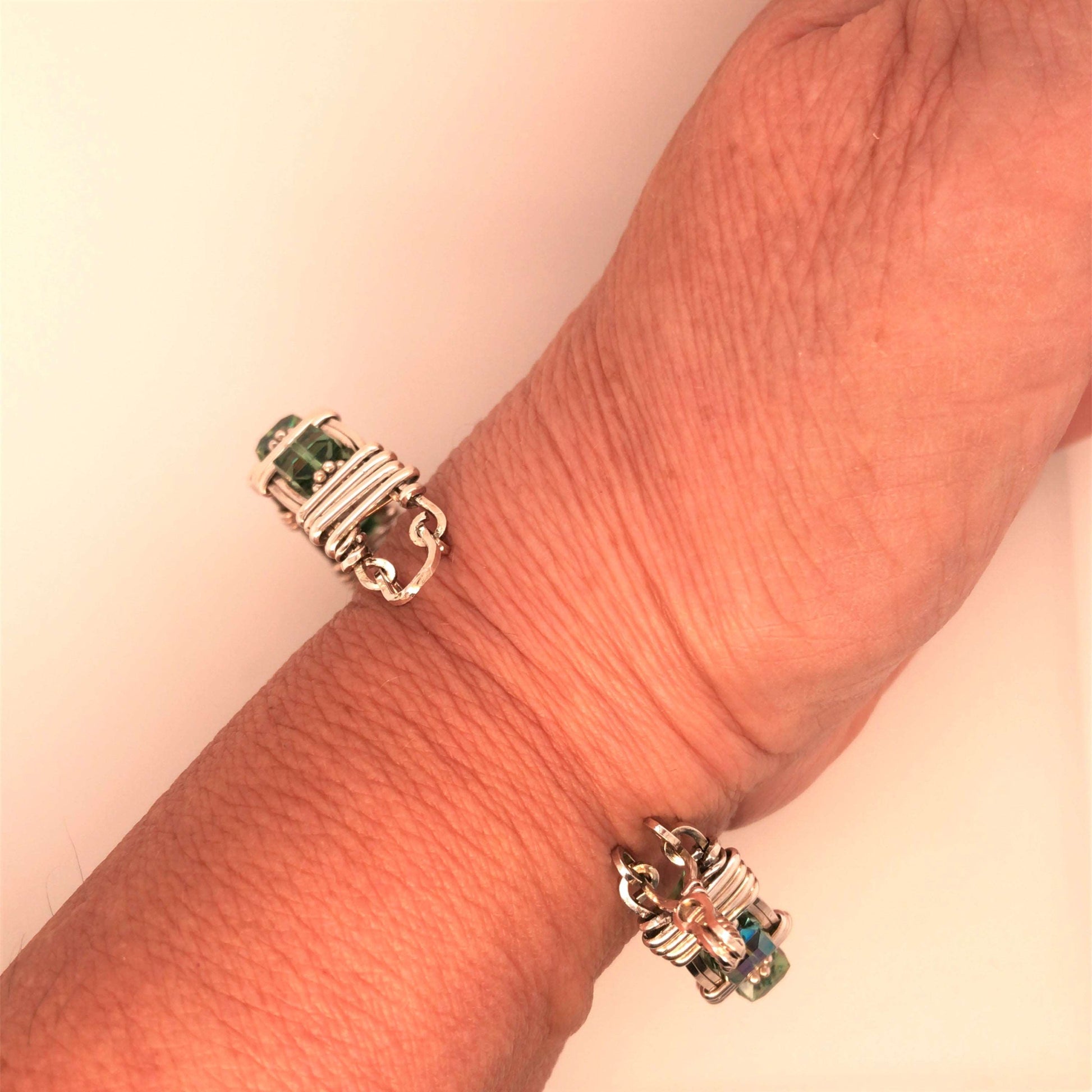 Swarovski Crystal Cubes and Argentium Silver Bracelet - Barb Murrin Jewelry