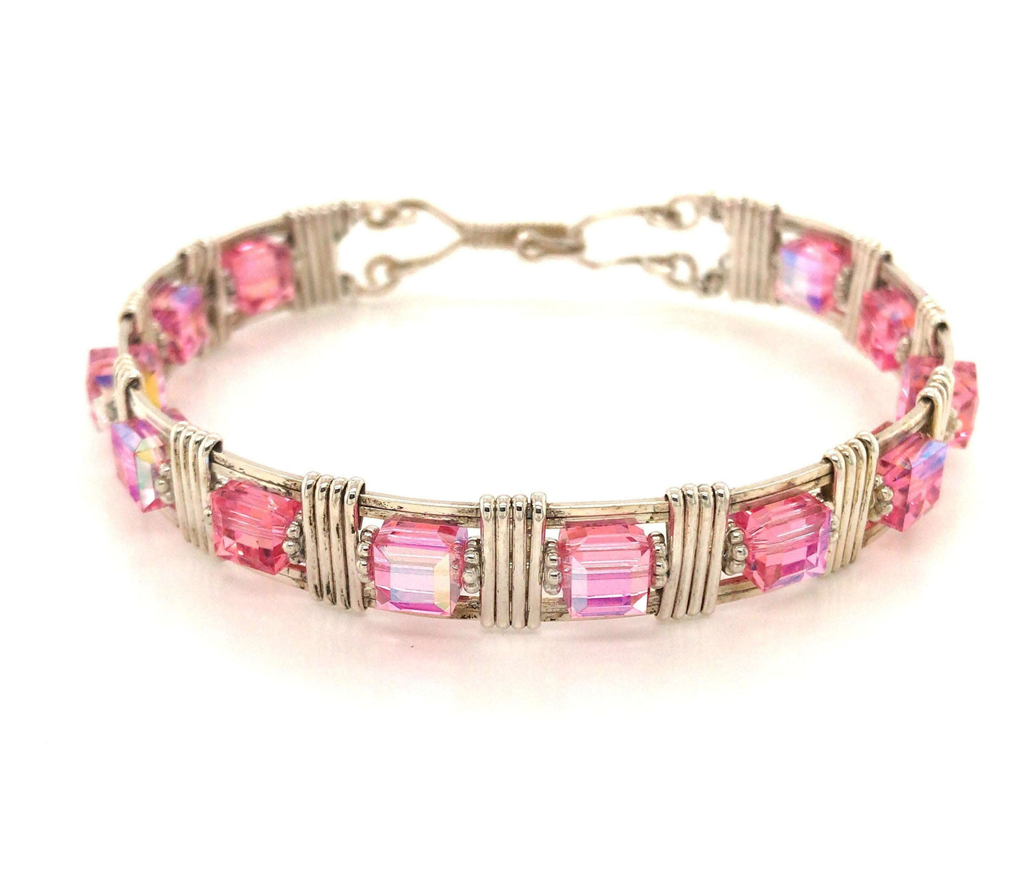 Swarovski Crystal Cubes and Argentium Silver Bracelet - Barb Murrin Jewelry