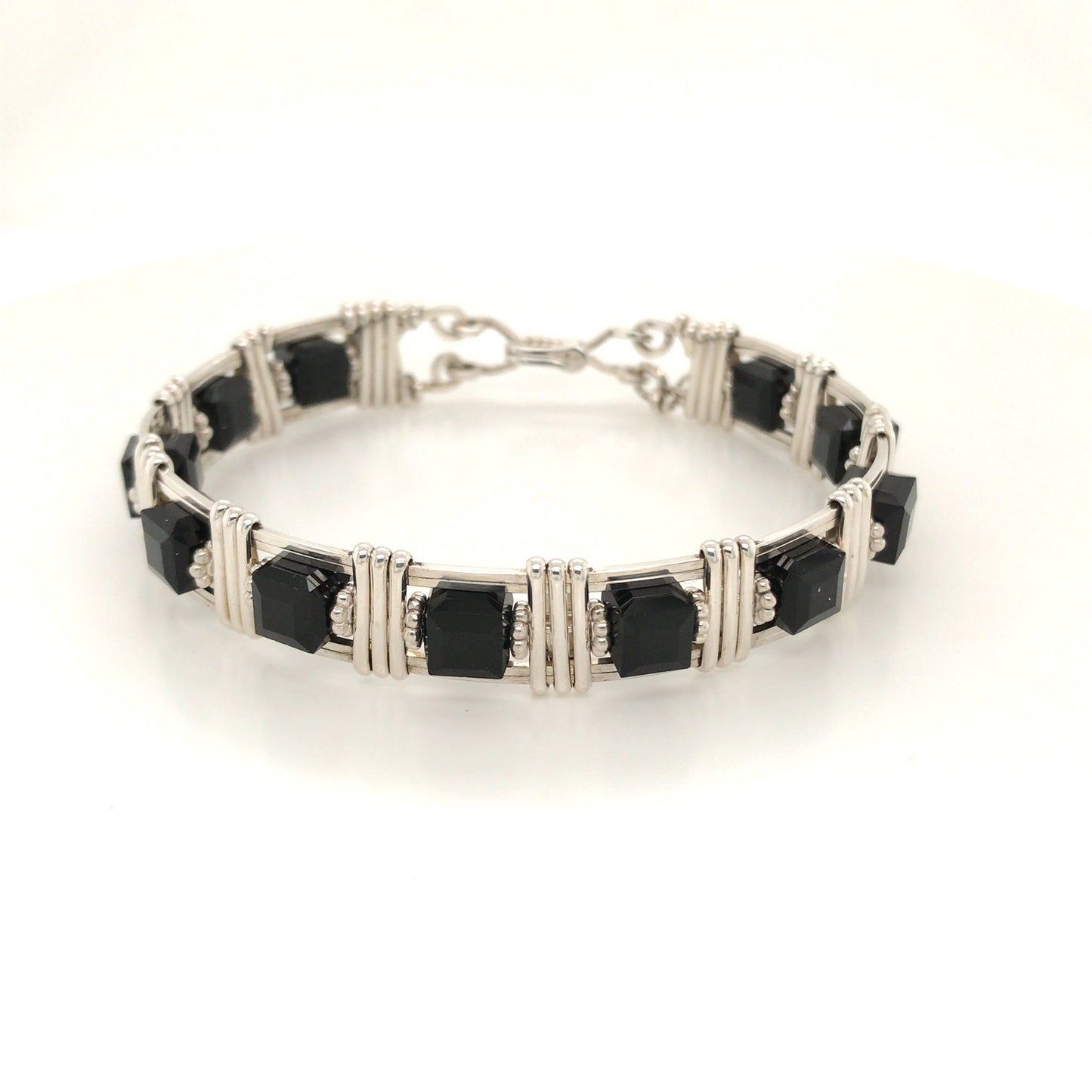 Swarovski Crystal Cubes and Argentium Silver Bracelet - Barb Murrin Jewelry