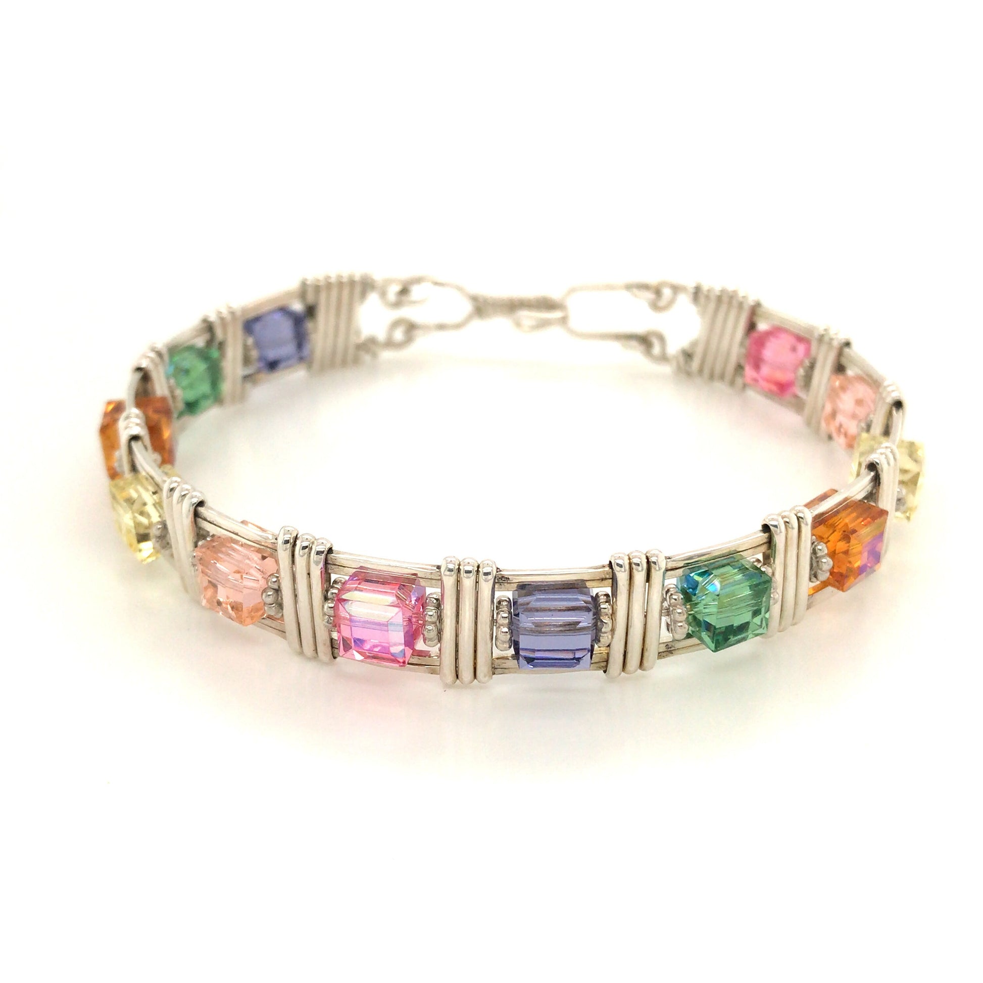 Swarovski Crystal Cubes and Argentium Silver Bracelet - Barb Murrin Jewelry