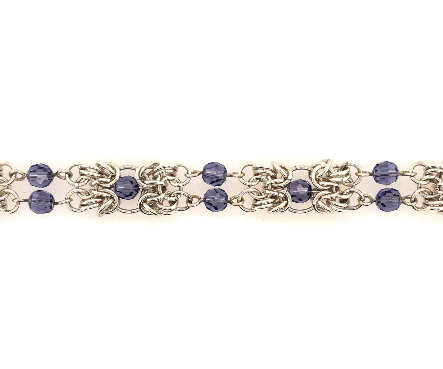 Tanzanite and Argentium Silver Byzantine Chain Maille Bracelet - Barb Murrin Jewelry