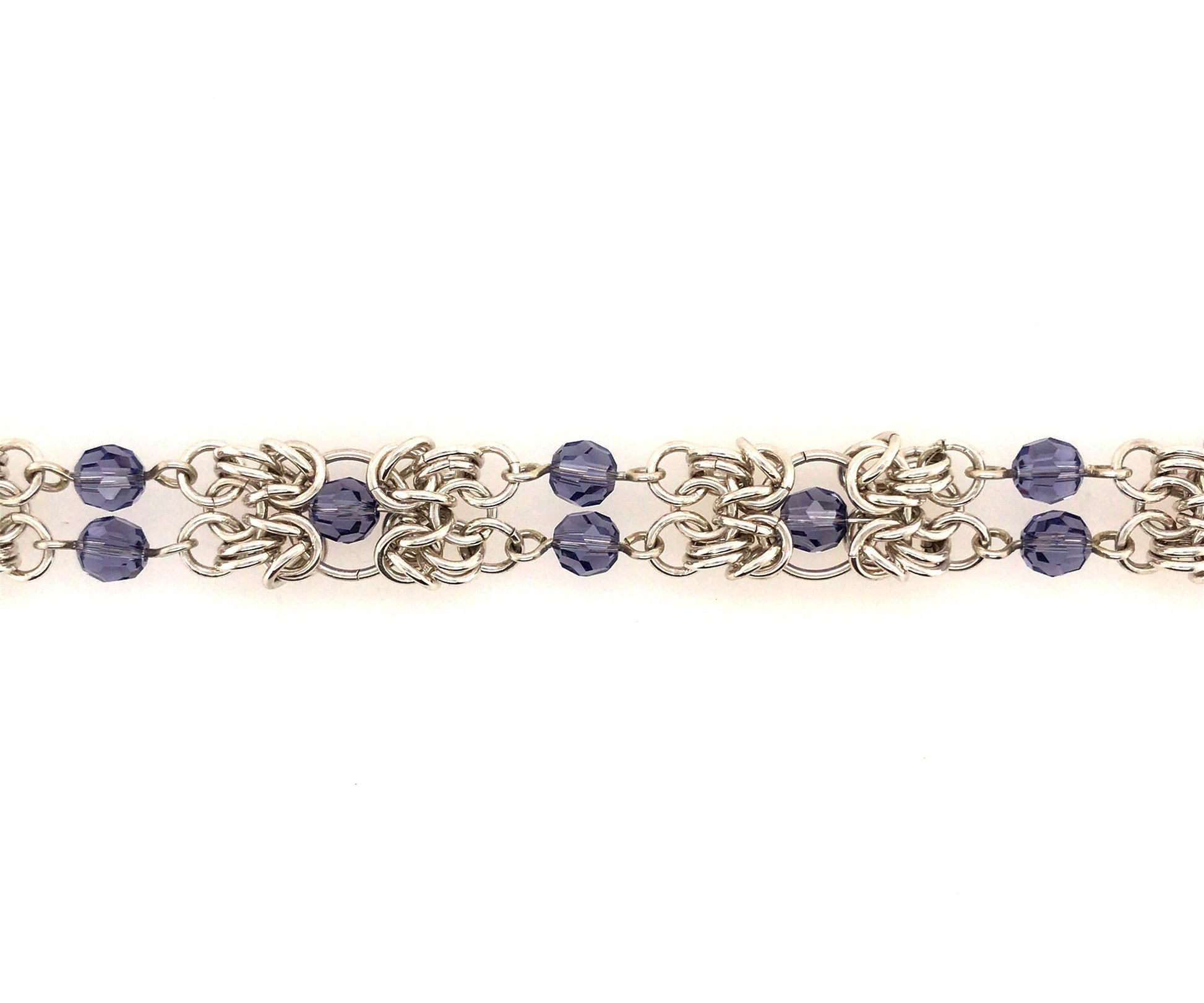 Tanzanite and Argentium Silver Byzantine Chain Maille Bracelet - Barb Murrin Jewelry