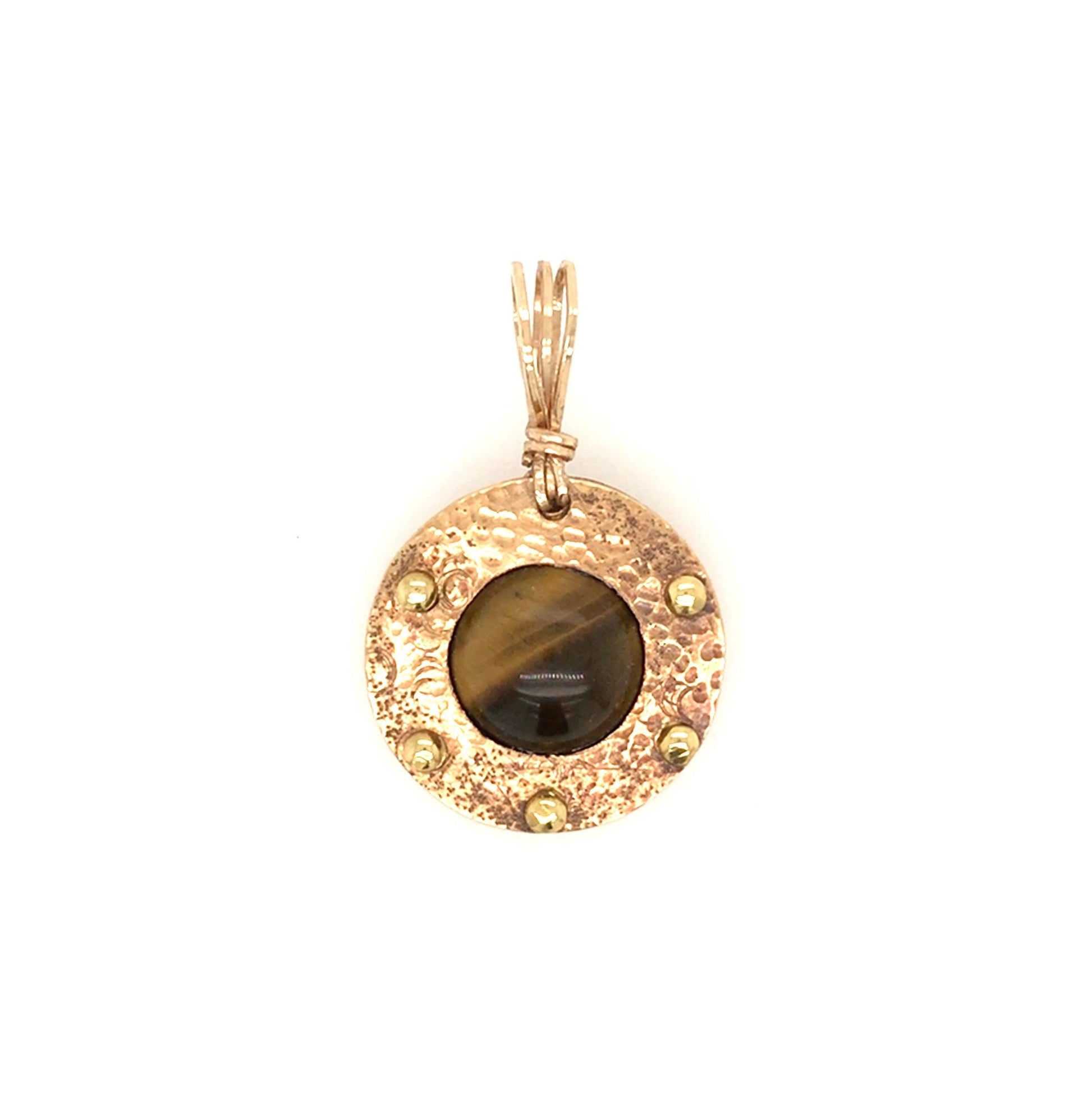 Tiger's Eye and Brass Circle Pendant - Barb Murrin Jewelry