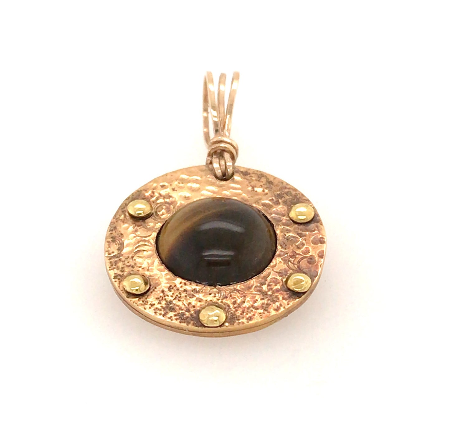 Tiger's Eye and Brass Circle Pendant - Barb Murrin Jewelry