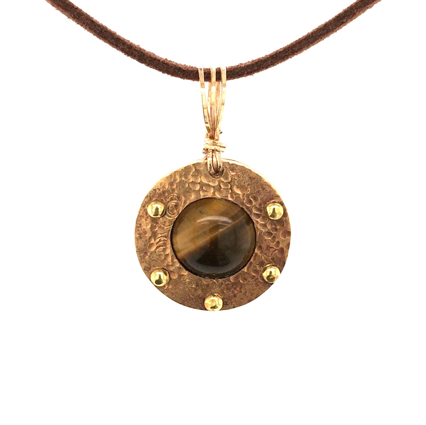 Tiger's Eye and Brass Circle Pendant - Barb Murrin Jewelry