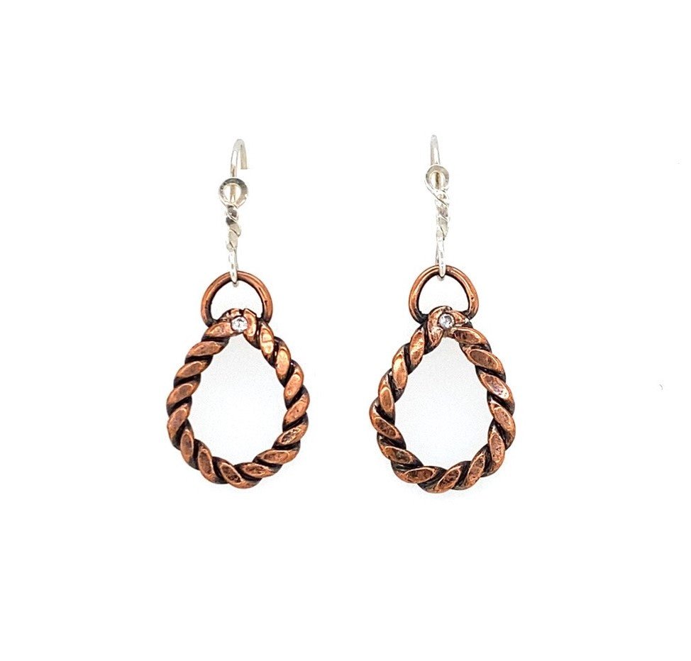 Twisted Copper Teardrop Earrings - Barb Murrin Jewelry