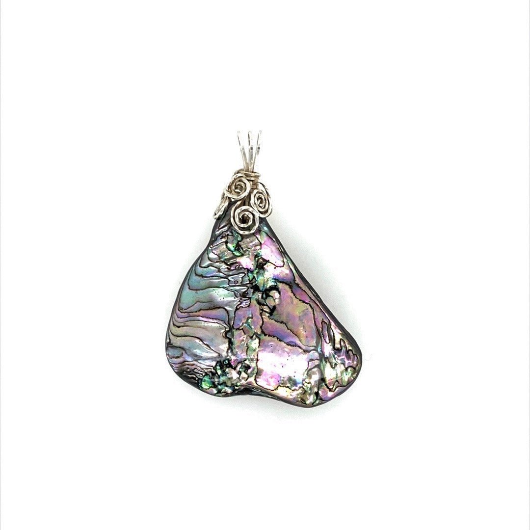 Wide Triangle Abalone Shell Pendant - Barb Murrin Jewelry