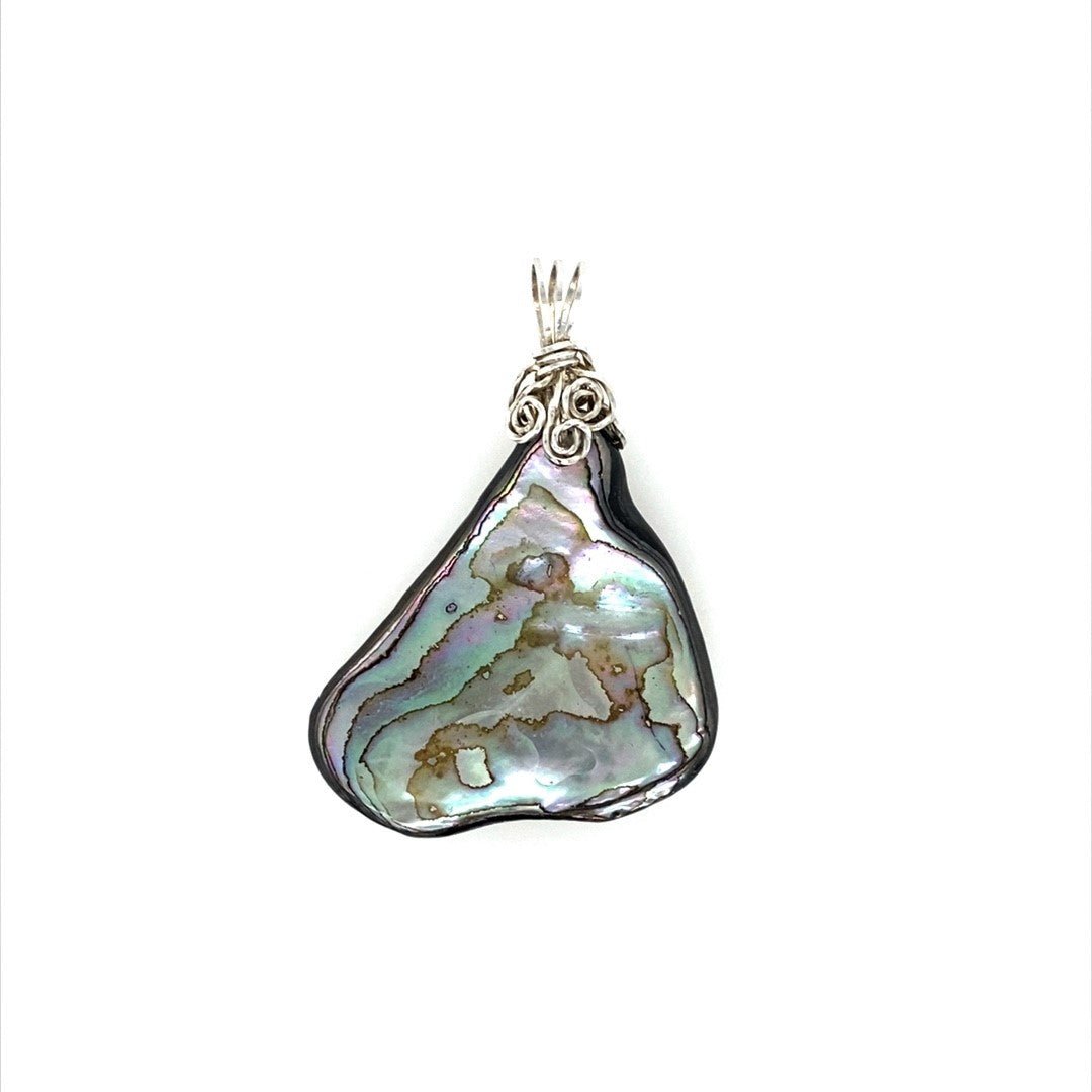 Wide Triangle Abalone Shell Pendant - Barb Murrin Jewelry