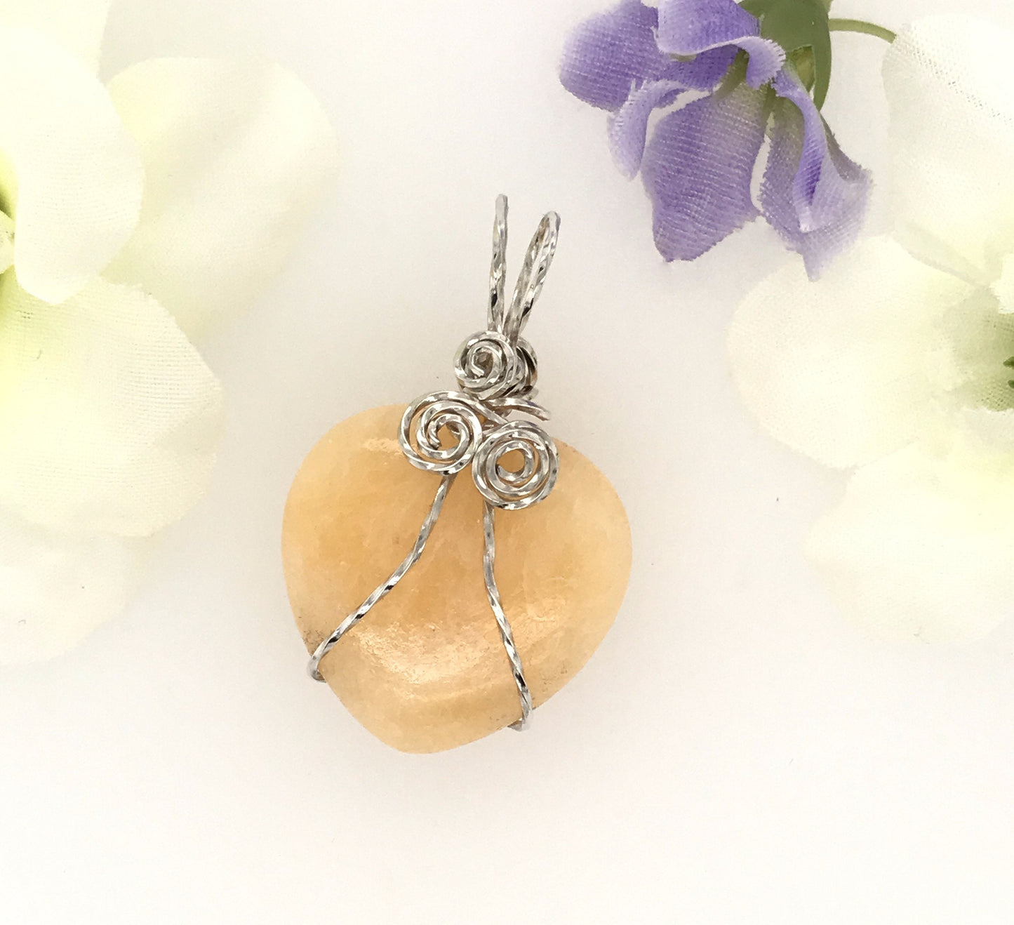 Yellow Calcite Pendant ("Yellow Calcite Heart of Stone") - Barb Murrin Jewelry